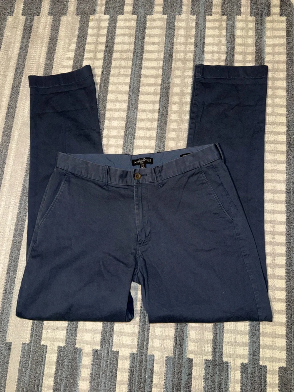 J.Crew Flex Men's Navy Casual Chino Pants 32x34 Straight Leg Flat Front